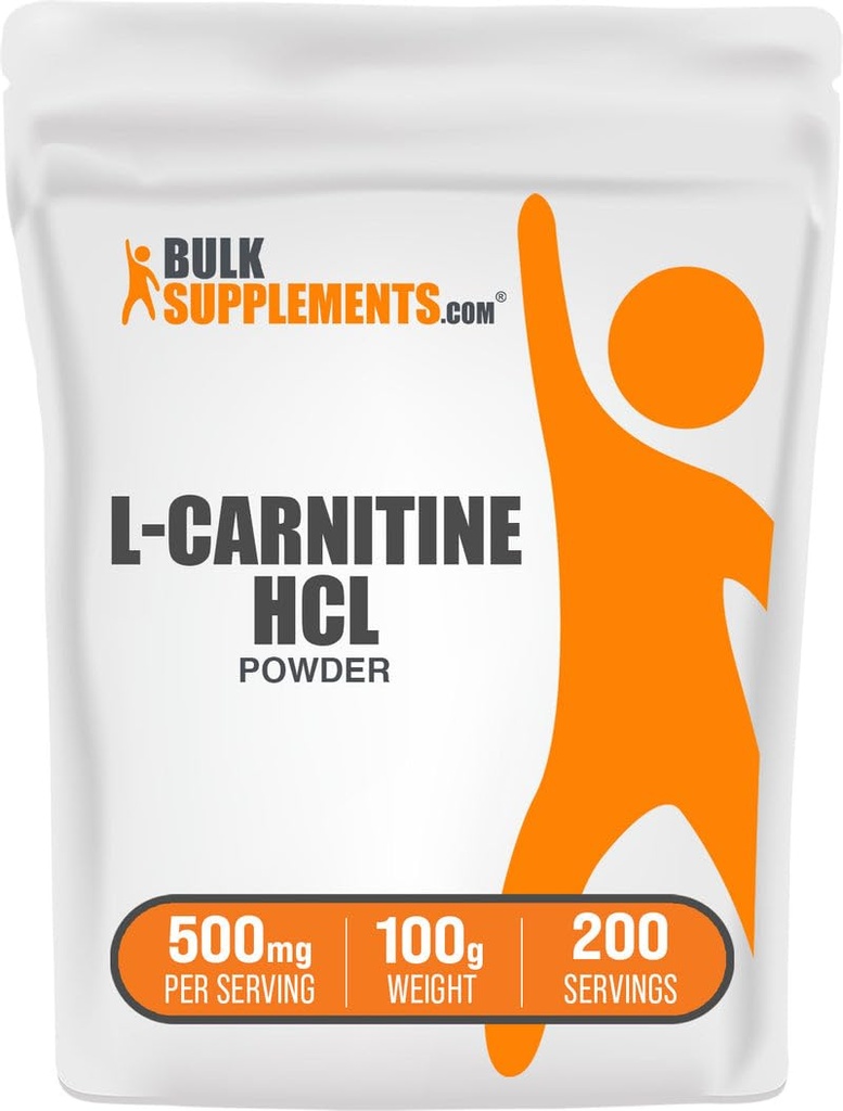 BulkSupplements.com L-Carnitina HCl pulbere - Carnitina Supliment, Carnitina pulbere, L-Carnitina 500mg - Neflavorat & Gluten gratuit, 500mg per Servire, 100g (3.5 oz) (Pachet de 1)