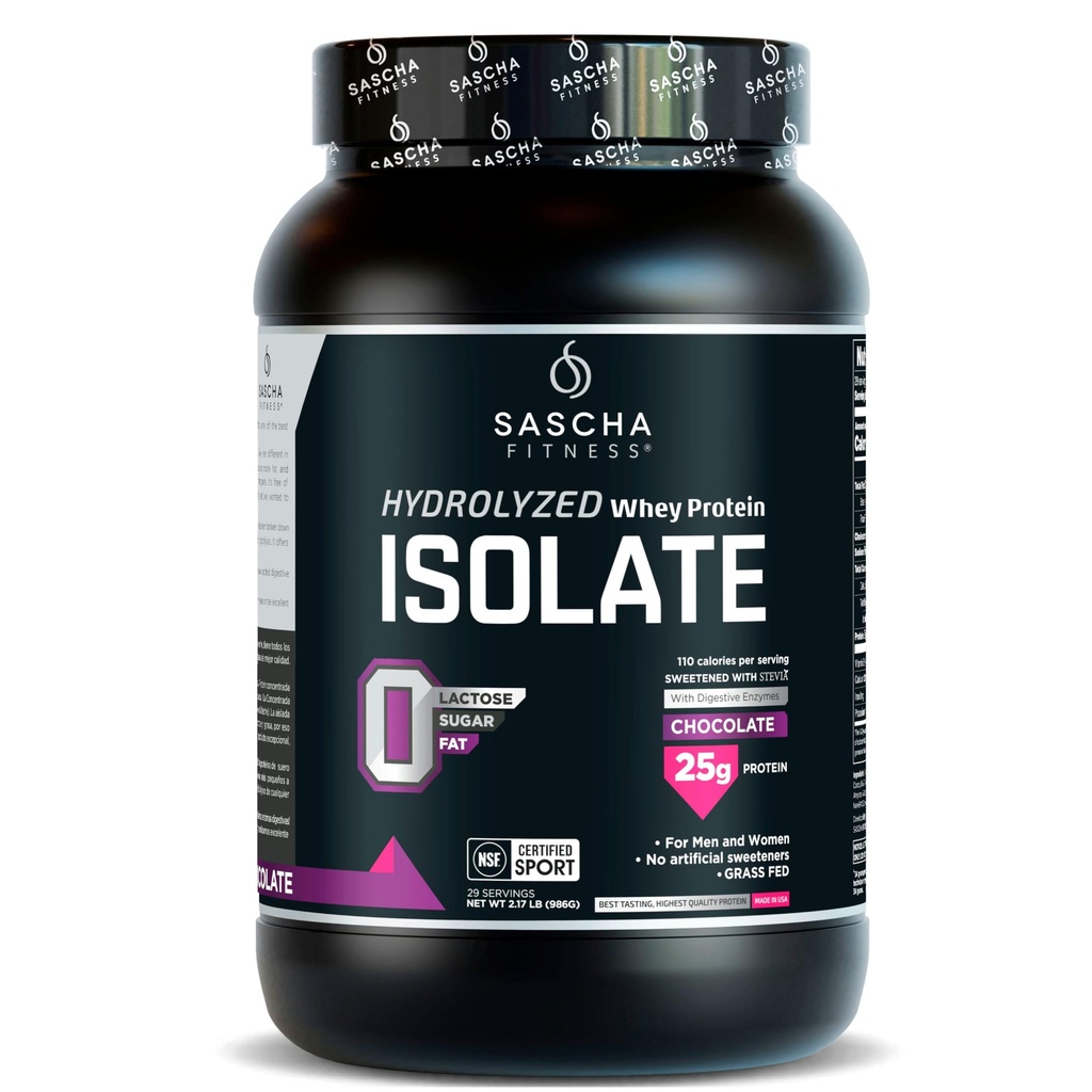 SASCHA FITNESS Hidrolized Whey Protein Izolate,100% Grass-Fed (2 Lire, Chocolat)