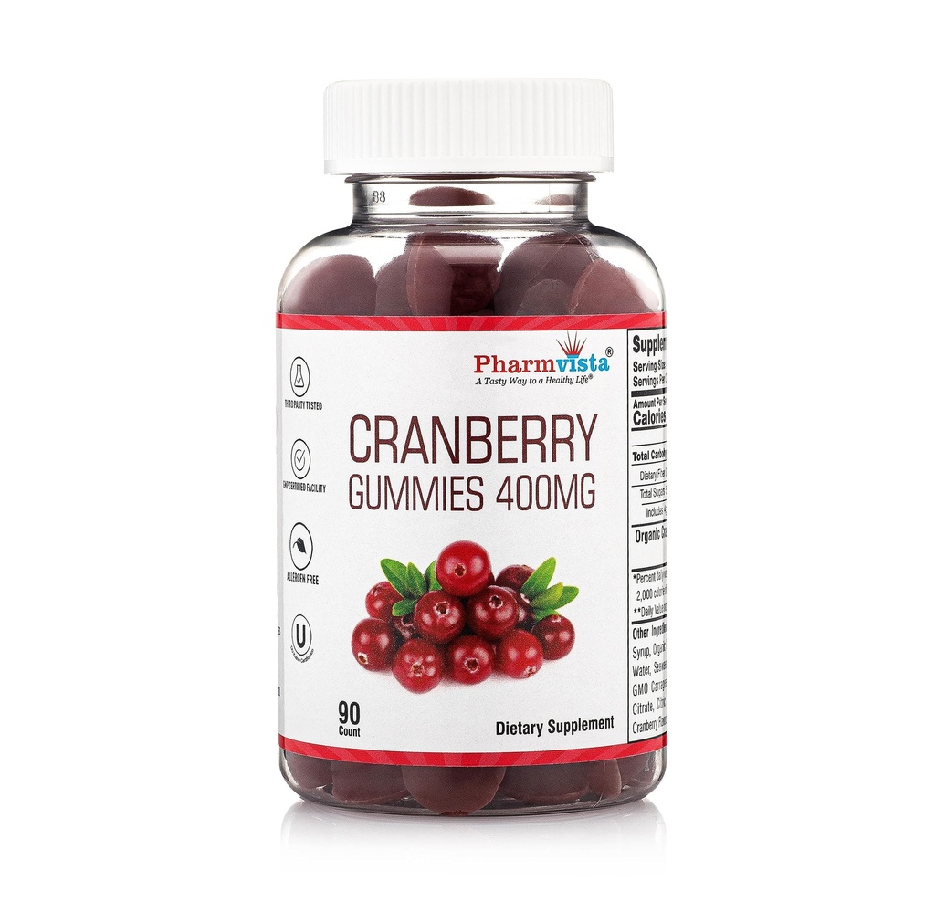 Gume de merișoare pentru copii și adulți 400mg-Gluten Allergen gratuit Nutrient Rich Vegan Supliment - Chews-90 de afine