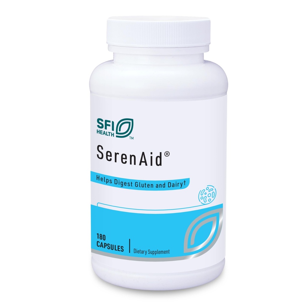 Klaire Labs SFI Health SerenAid - Vegetarian Multi Digestive Enzime Supliment cu DPP-IV Activitatea & Lactase - Enzim Blend pentru a sprijini Gluten & Dairy Department - Promovează Digestion (180 capsule)