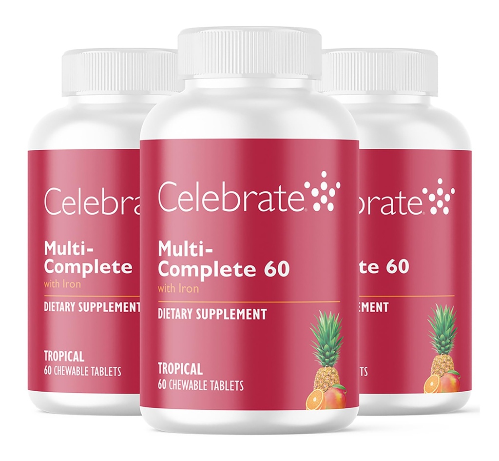 Sărbătoriți vitaminele Multi-Complete Chewables, 60 mg Fier 