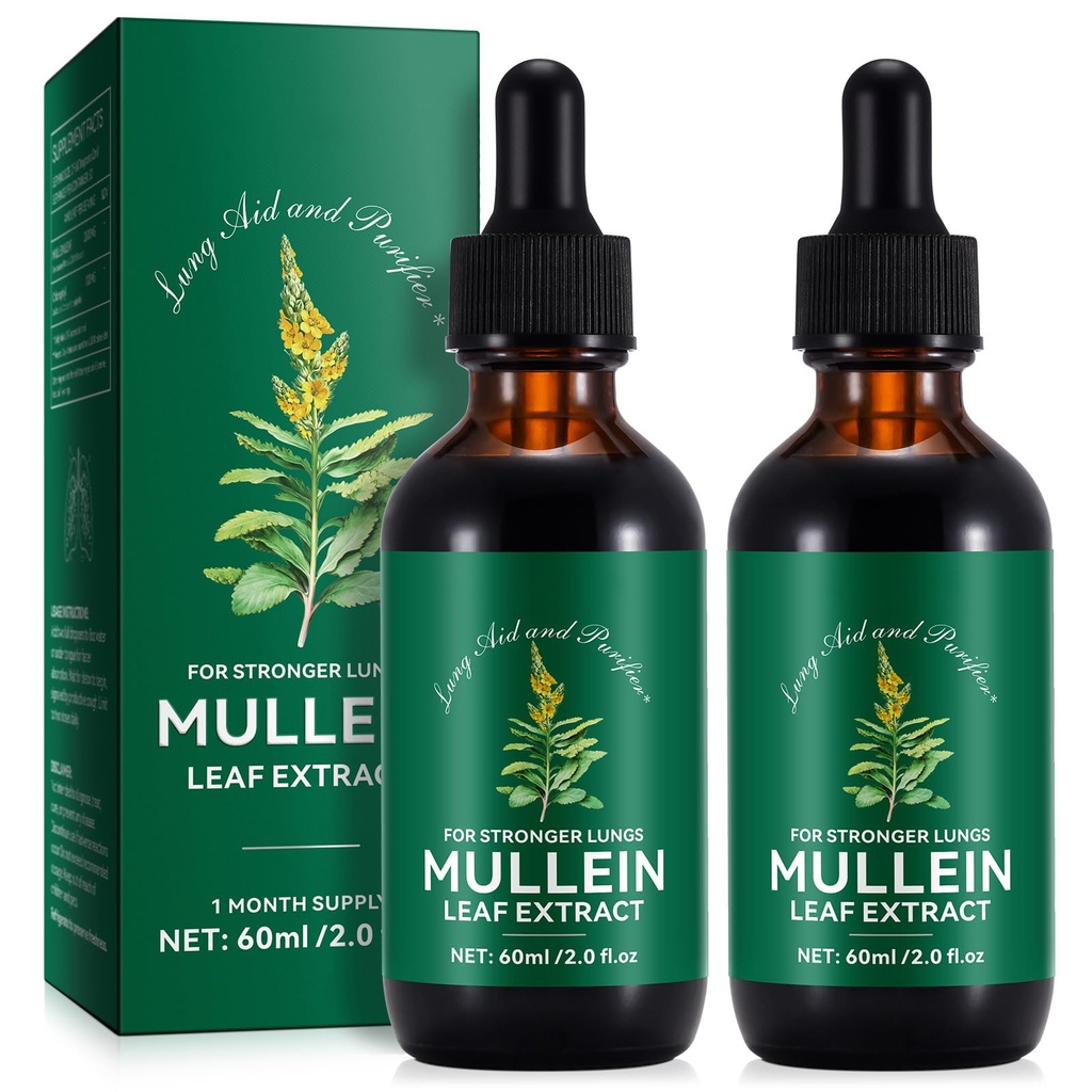 Mullein picături pentru plămâni 4 Fl Oz - Mullein Extract de frunze pentru plămâni cu clorofilă - Supliment natural de plante pentru Lung Curățenie, Suport respirator, Boosts Imunitate, Digestive Wellness
