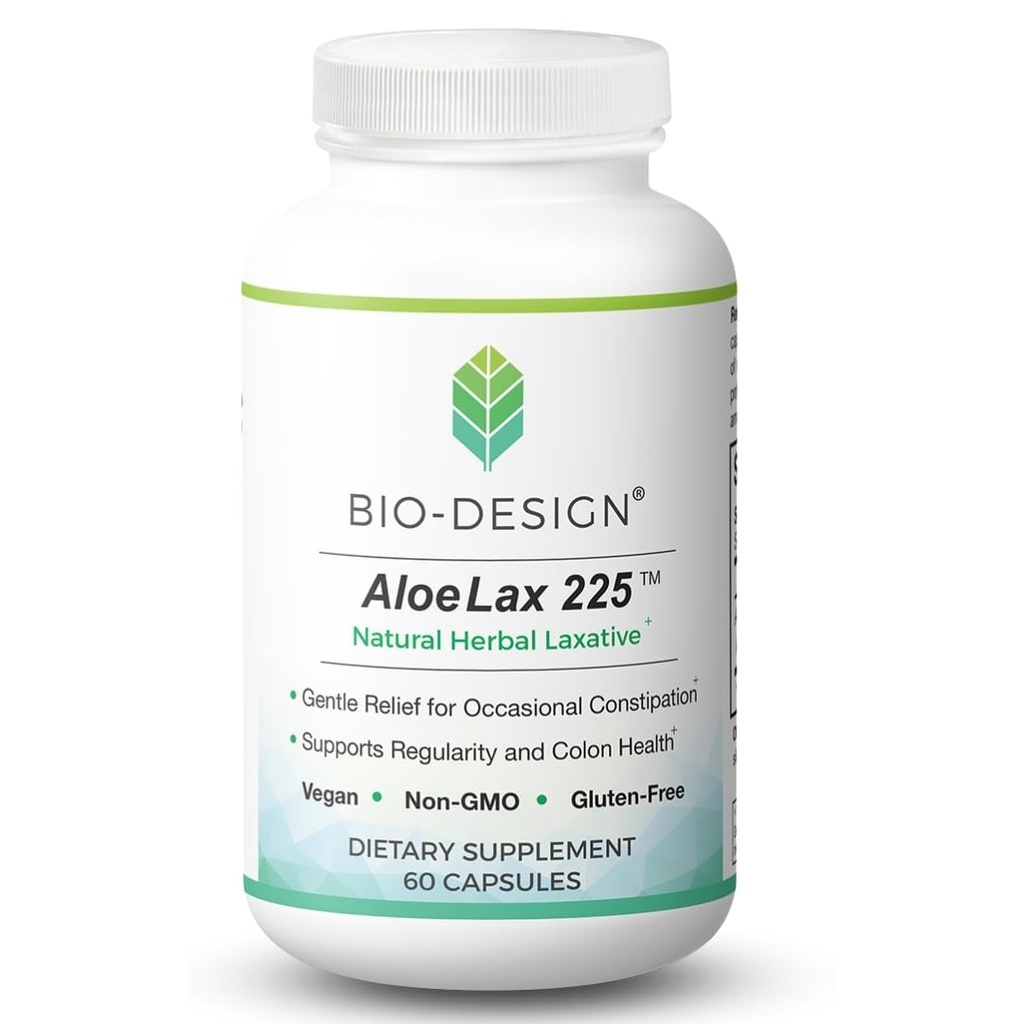 Aloe Lax 225 Natural Herbal Laxative - Relief blând pentru constipație ocazională, gaz, & Blooting cu 225 mg naturale Aloe Ferox - Sprijină Regularitatea Bowel & Colon Health - 60 capsule