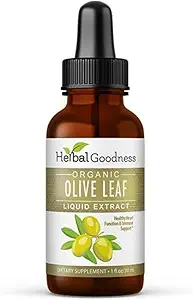 Herbal Goodness Olive Leaf Extract lichid 1 oz - pentru Immune Boost, Cadiovasculare suport, Cognitive Wellbeing, Îmbunătățirea sănătății pielii și Digestive Confort cu antioxidanți - 1 flacon