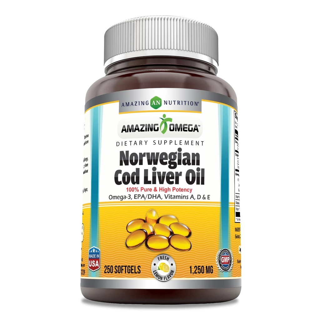 Amazing Omega Norvegian Cod Ulei de ficat 1250 Mg Softgels Supliment 