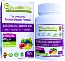 7 în 1 Elderberry cu ZINC, vitamina C, vitamina D, echinacea, ghimbir și gâscă indiană (Amla). Capsule Premium Elderberry 90 ct, Toate Naturale, Non-GMO, Vegan, Fără Rice Powder, Nu-Gluten