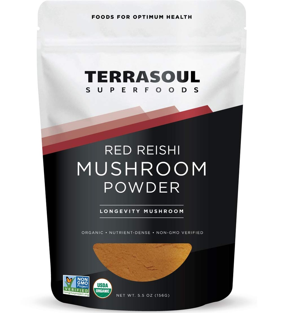 Terrasoul Superfoods Reishi Organic Mushroom Powder (4:1 Extract), 5.5 Oz, Suport Immunum, Stres Relief, Mai Bun Somn, Îmbrățișează Puterea Ciupercilor Adaptante