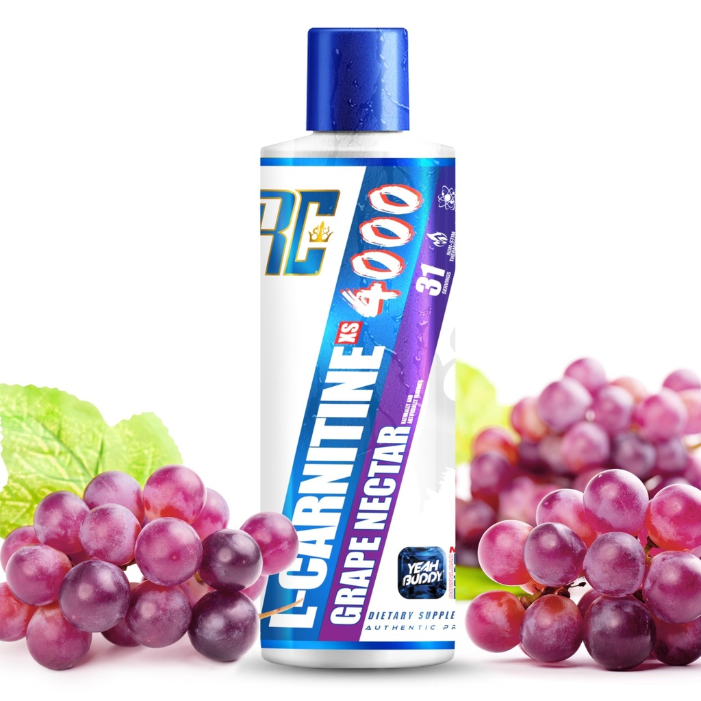 Ronnie Coleman Seria semnatura L Carnitina XS 4000 Lichid, Stimulant Gratuit, Zahar Gratuit, Zero carbohidrati, Lean Musculare Suport pentru barbati si femei, 16 Oz (16 oz, Nectar de struguri (4000)))