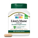 21st Century Lion's Mane 2,100 mg, Plus Black Pepper Extract, Capsule vegetariene, 60 Conte