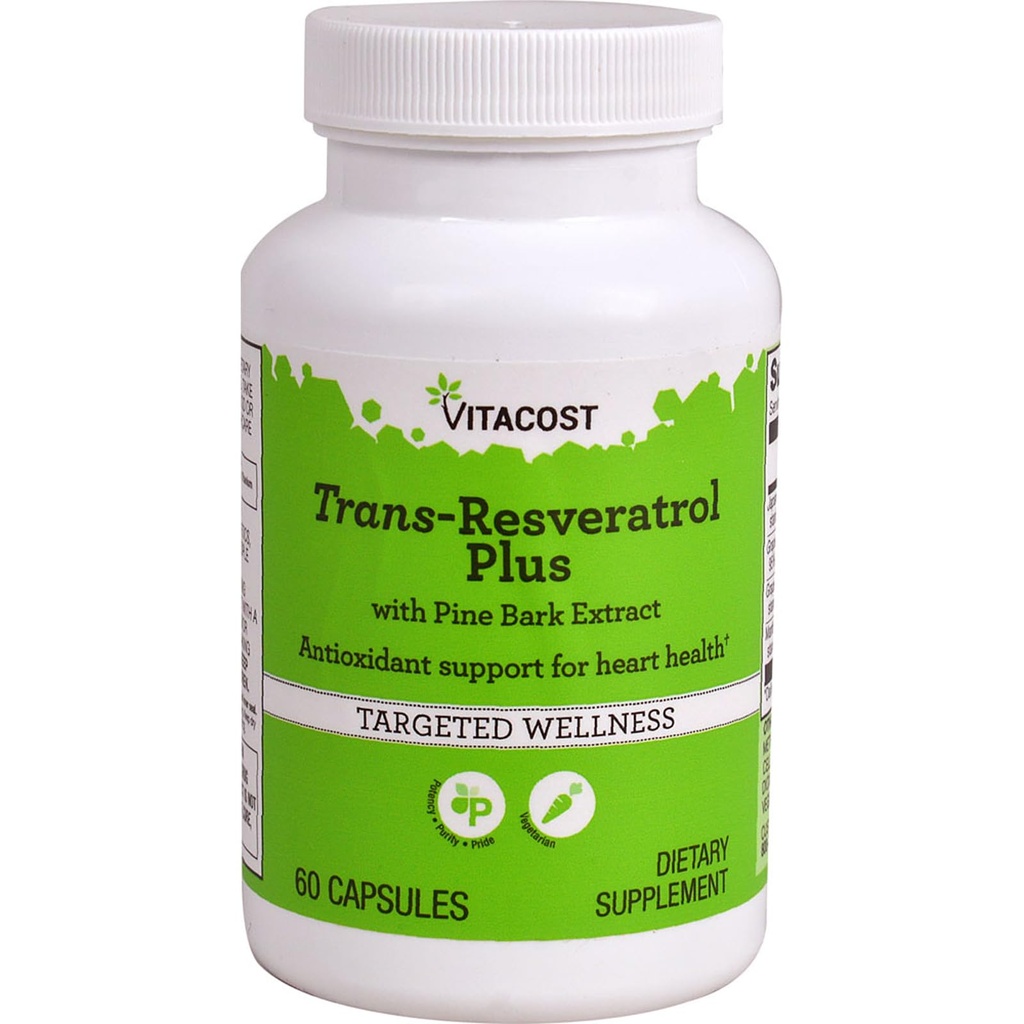 Vitacost Trans-Resveratrol Plus -- 60 Capsule vegetariene