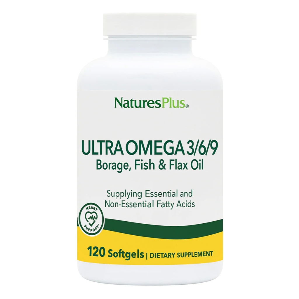 Naturas Plus Ultra Omega 3 6 9-1200 mg, 120 Softgels - Ulei de Boraj, Ulei de pește, Supliment ulei de in - Gluten-free - 120 Serviri