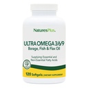 Naturas Plus Ultra Omega 3 6 9-1200 mg, 120 Softgels - Ulei de Boraj, Ulei de pește, Supliment ulei de in - Gluten-free - 120 Serviri