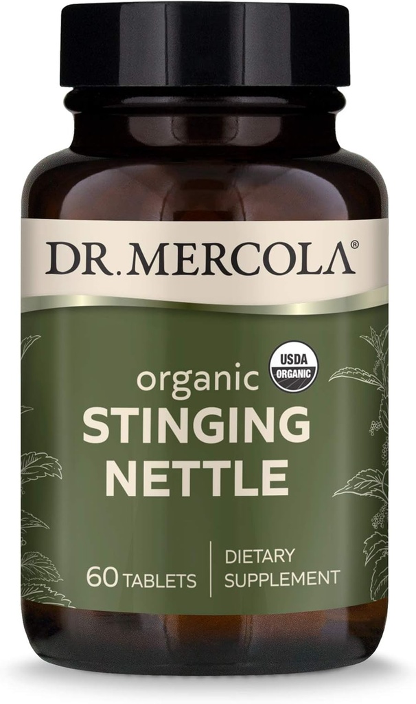 Dr. Mercola Organic Stinging Nettle Dietary Supliment, 60 Servings (60 comprimate), non OMG, Gluten Free, Soy Free, USDA Organic