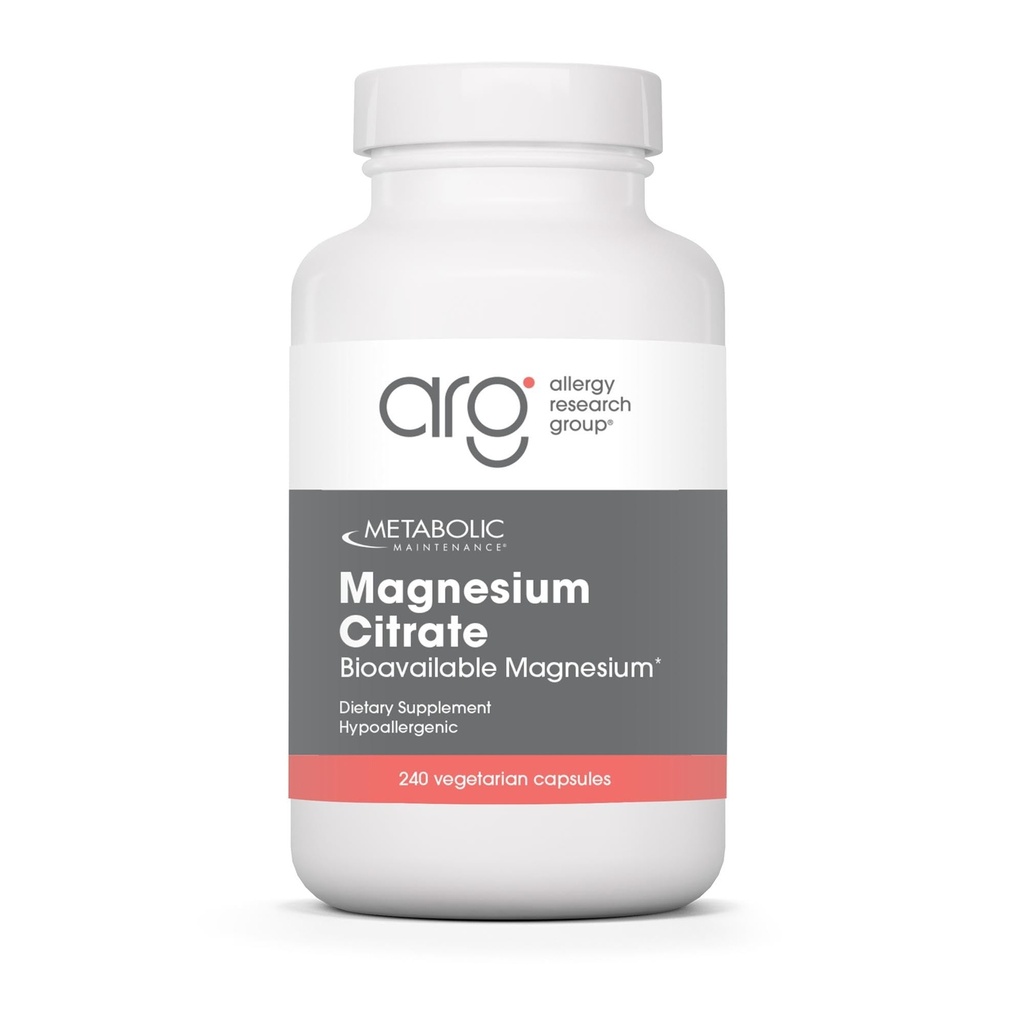 Întreţinerea metabolică Capsulele cu citrat de magneziu - Supliment de magneziu pentru calm, somn, suport muscular şi gastrointestinal - cu vitamina C (240 capsule)