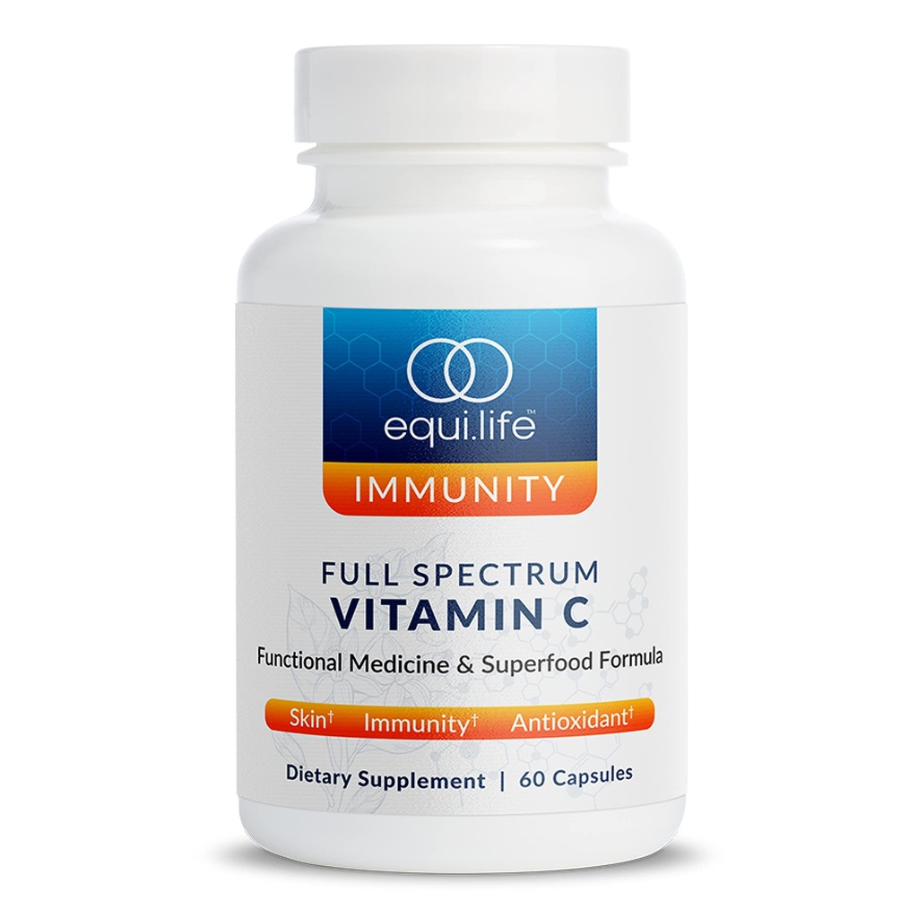 Equilife Full Spectrum Vitamina C Supliment cu Quercetin, Hibiscus, și Rutin, Formula antioxidant pe bază de plante, gluten gratuit, soia și lactate gratuit, non OMG-uri, ușor de utilizat, 60 capsule