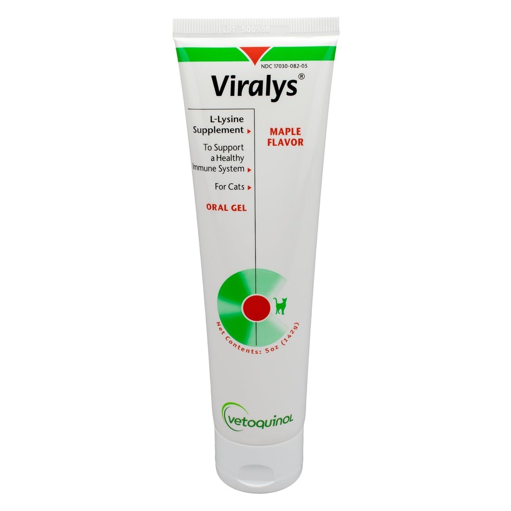 Vetochinol Viralys Daily L-Lysine Gel pentru pisici și pisici, Maple Flavored Lysine Supliment pentru pisici și pisici pentru a sprijini sănătatea imună, funcția normală ochi și sănătatea respiratorie, 5oz