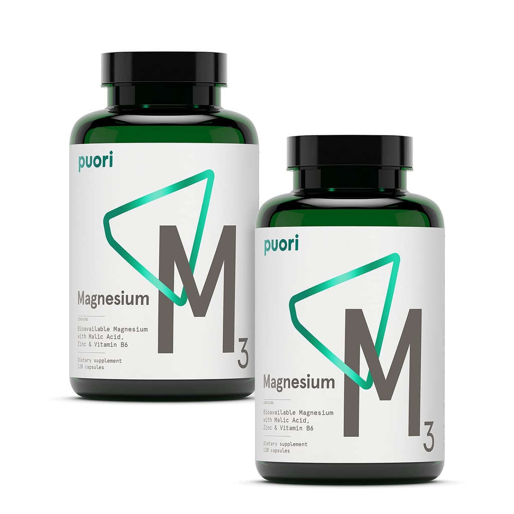 Puori Complex de Magneziu Supliment - Absorbţie mare Magneziu Taurinat & Gluconat, Zinc, Vitamina B6 şi Acid Malic pentru Sleep Support, Immune & Bone Health & Muscle Recovery - 240 Capsule Vegane