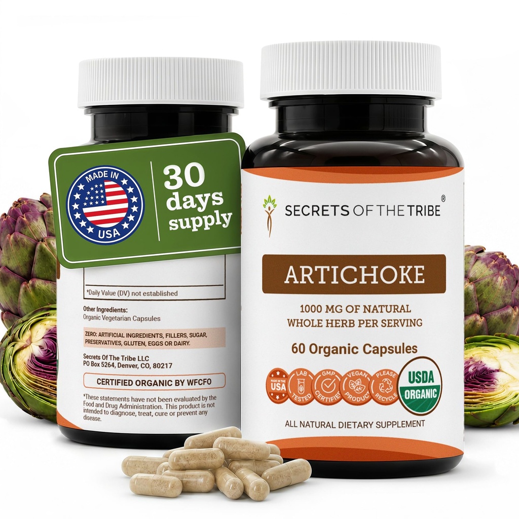 Secretele Tribului Anghinare 60 Capsule, 1000 mg, Anghinare (Cynara scolymus) Leaf uscat (60 capsule)