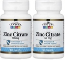 21st Century Healthcare Zinc Citrate Tablets 50mg, 60 Count (Pachet de 2)
