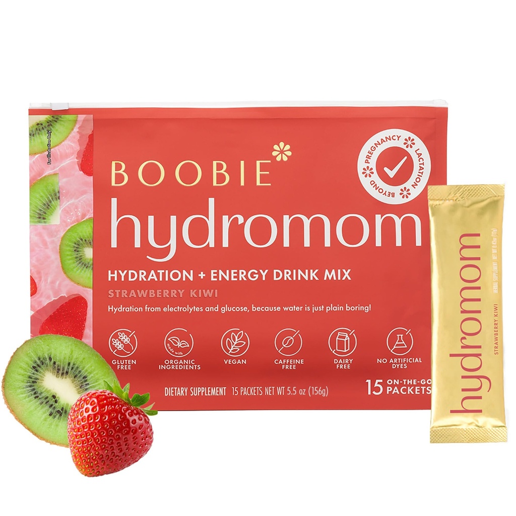 Boobie Hydromom Superfood Electrolyte Drink Mix, Căpșuni Kiwi 
