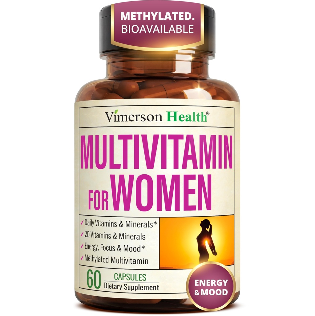 Multivitamine pentru femei cu vitamine metilate și minerale Chelate pentru energie, Focus și Sănătate Imună 