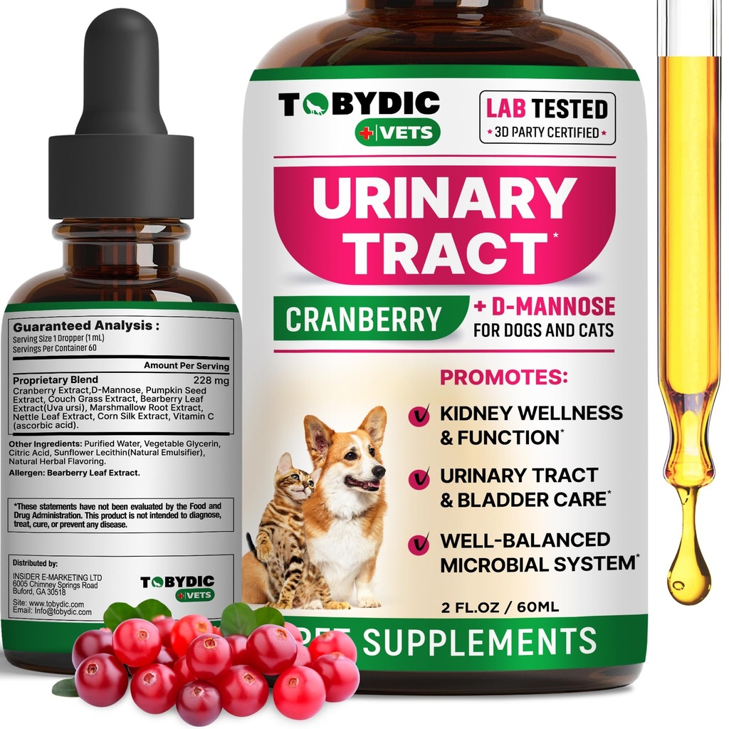 Cat & Dog Natural UTI Medicina si infectia cu tractul urinar Tratamentul cu cranberry - Rinichi + Bladder Supplement - Cea mai buna prevenire pentru Incontinenta urina si pietre vezica urinara - Pet Renal Health