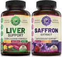 Ficat Cleanse Detoxifiere Formula și Pure Saffron Extract Bundle (O sticlă fiecare). Susţine sănătatea ficatului, stimularea energiei, dispoziţie, funcţie metabolică. USA Made.