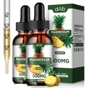 (2 ambalaj) Magneziu Glicinat Supliment, lichid de magneziu Glicinat Picături lichide 500mg-Suport Stres Relief, Relaxare, Mood, Somn, Bone & Muscle-4 Fl Oz, Vegan, Ananas Flavor