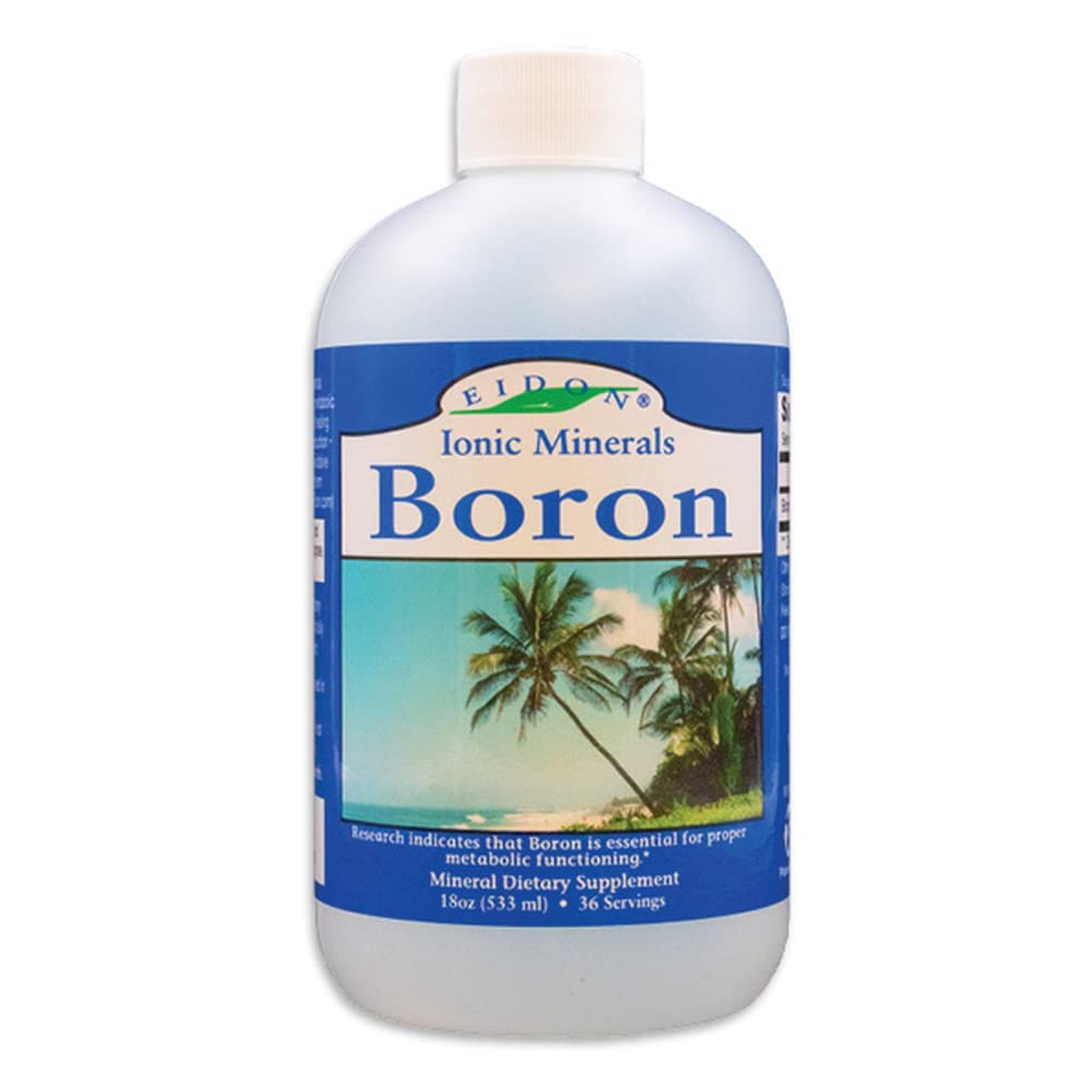 Picături de bor lichid Eidon - supliment de bor mineral ionic, element esențial pentru a sprijini sănătatea creierului, biodisponibil, fără conservanți sau aditivi - 18 oz