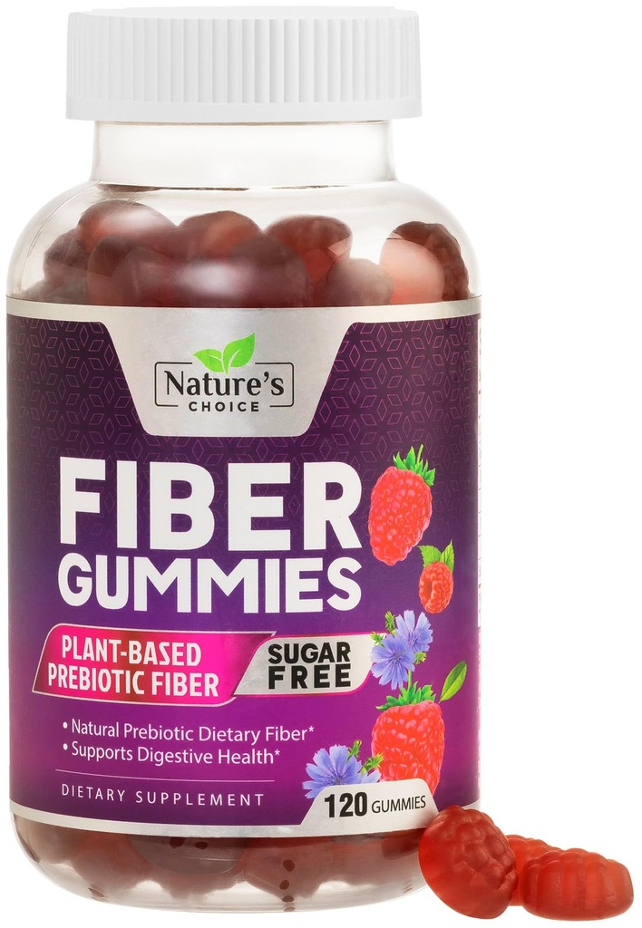 Guma de mestecat pentru adulți, Sugar Free Daily 4g Gummy Fiber Supplement, Gummy Prebiotic Digestive Health Support - plante pe bază de soluuble Chews, Prebiotice Suportă Regularitatea și Digestia - 120 Gume