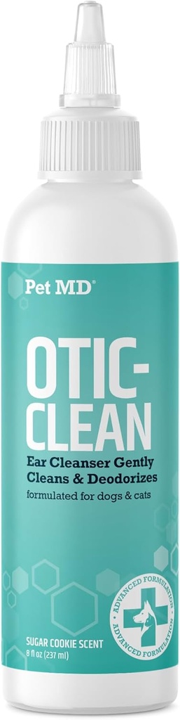 Pet MD Cat & Dog Ear Cleaner - Soluție Otic ureche pentru câini - Pet Ear Cleaner Liquid - Cat & Dog Curatenie produse - Sugar Cookie Scent - 8 oz.