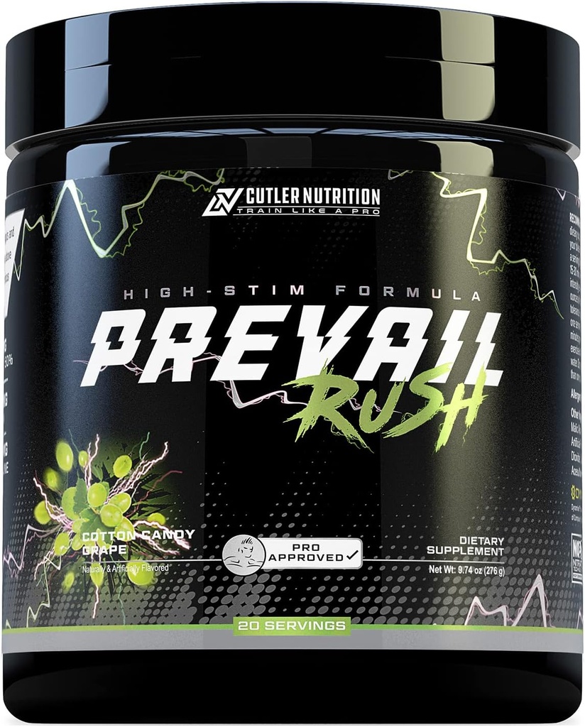 Cutler nutrition High Stim Pre Workout pulbere Prevail Rush Preworkout pentru bărbați și femei pentru pompe intense Energie și focalizare cu cafeina NO3T Betaina și dinamină dinamină 