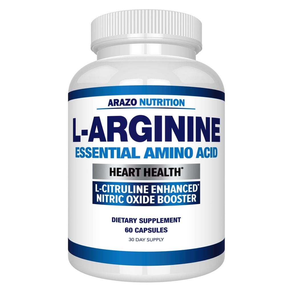 Arazo Nutrition Premium L Arginina - 1340 mg Nitric Oxid Booster cu L-Citrulină & Aminoacidi esențiali pentru câștigul muscular și energie - Puternic nici un booster pentru a instrui mai mult și mai greu 