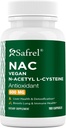 Safrel N-Acetyl-L-Cysteine (NAC) Capsule, 600 mg, 180 Conte, Respirator, Immun, Instrument antioxidant de sănătate hepatică Potent, Radicale Gratuite, Ușor de absorbit, Non-GMO, Gluten Free