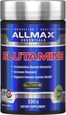 ALLMAX Essentials GLUTAMINE - 100 g pulbere - Glutamina fermentata - Creste recuperarea si sustine sistemul imunitar - Gluten Free & Vegan - 20 Serviri