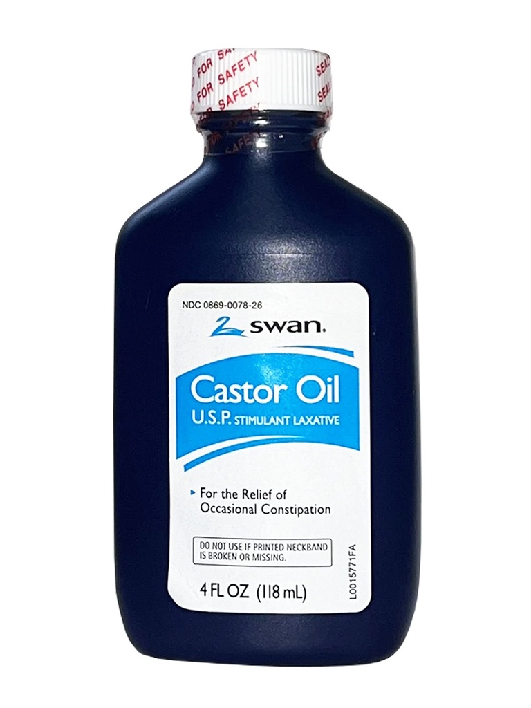 SWAN Castor Oil USP 100% Stimulant Laxative 4 FL OZ - Pentru ameliorarea constipaţiei ocazionale
