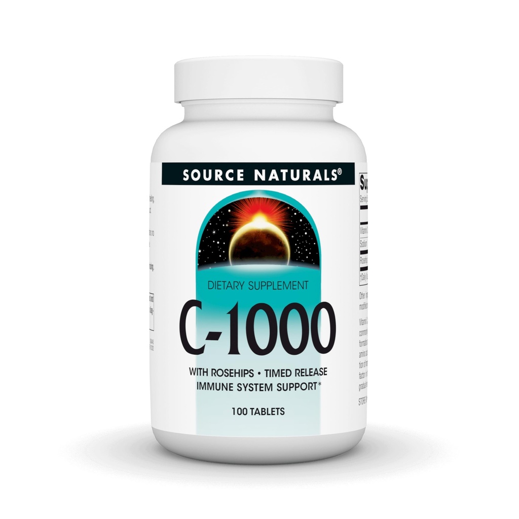 Naturals sursă C-1000, cu Rose HIPS 1000 mg pentru suport sistem imunitar - 100 comprimate de eliberare timp