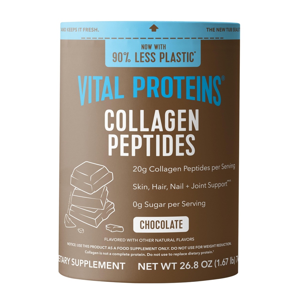Proteine vitale Colagen Peptides pulbere Supliment, Colagen hidrolizat pentru piele, păr, unghii & articulații, ciocolată, 28 Serviri