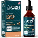 Lions Mane - Lions Mane Supliment - Promoveaza Claritatea mentala, Memorie & Focus - Lions Mane lichid pentru suport imunitar - Mushroom Tinctura - 2 Fl Oz de E2H
