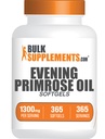 BulkSupplements.com Evening Primrose Oil Softgels - GLA Supplements, Evening Primrose Oil 1300mg - Gluten Free, 1 Softgel per Serving, 365 Count (Pachet de 1)