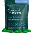 Suplimentul de dopamină - Mucuna fără zahăr Pruriens Gummies (2g/serving) Energetic & Focus Gummies - Potent Mucuna Pruriens Extract Supliment pentru calm Mood and Motivation, Vegan, Non-GMO, Gluten-Free, 60ct