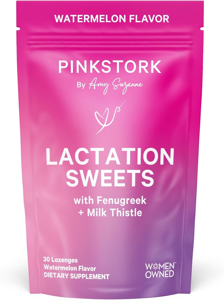 Pink Stork Alăptarea Dulciuri Supliment, Alaptarea Snacks-uri cu Schinduf și Mulk Thistle pentru a sprijini alimentarea cu lapte matern - 30 Pepene verde Drops bomboane (Packing May Vary)