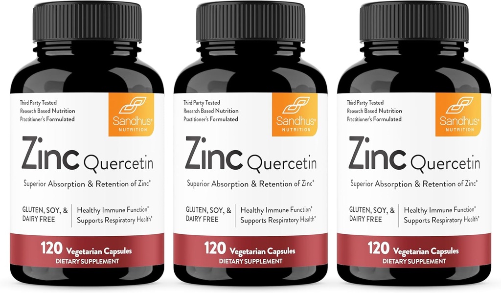 Sandhu de zinc Querbetin 120 Capsule vegetariene (Pachet de 3) 