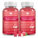 Citrat de calciu 1200mg Gummies cu vitamina D3, K2 - Chembable calciu magneziu Zinc d3 Supliment cu extract de Moss de mare pentru oase, dinți, suport imun pentru femei și bărbați, aromă de piersici-60 gume (2Pack)