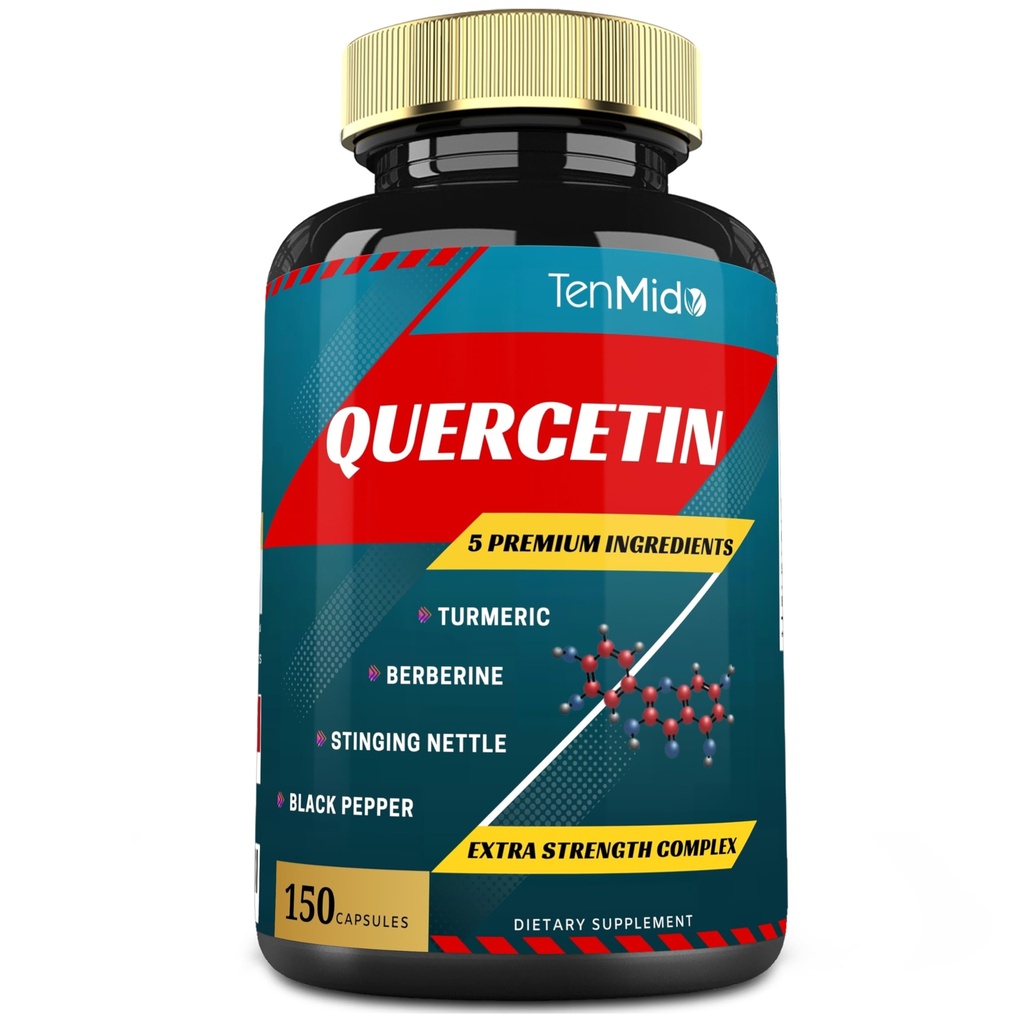 Querbetin Suplimente Capsule - Suporturi Sistemul imunitar & Heart Health, Antioxidanti cu Berberine, Stinging Nettle, Turmeric, Pepper Negru - 150 Capsule - 5 luni de aprovizionare