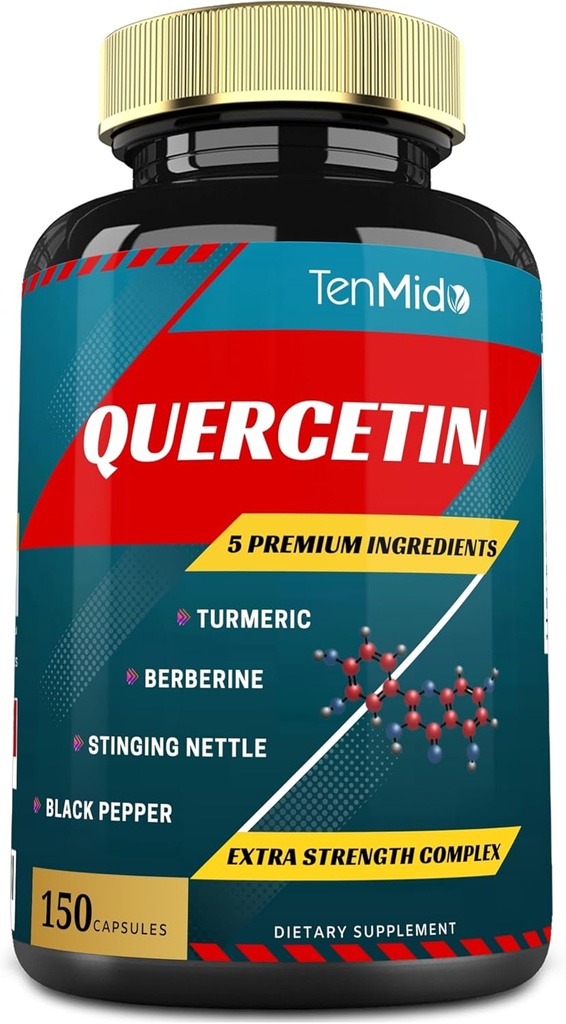 Querbetin Suplimente Capsule - Suporturi Sistemul imunitar & Heart Health, Antioxidanti cu Berberine, Stinging Nettle, Turmeric, Pepper Negru - 150 Capsule - 5 luni de aprovizionare