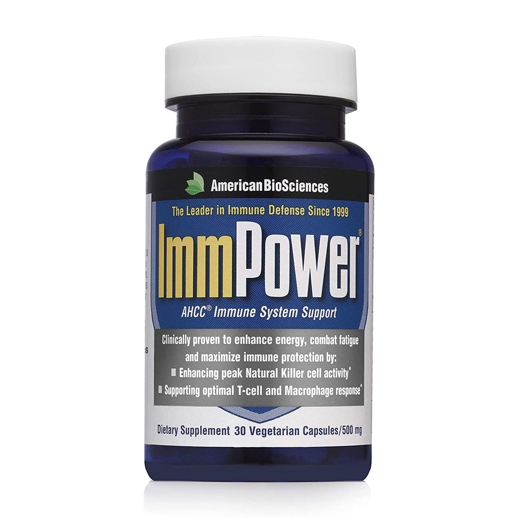 American BioSciences ImmPower AHCC Supliment, Capsule vegetariene, Ameliorat Suport Immun, Natural Killer Cell Activity and Citokine Production, 500 miligrame per Capsule (30 Count)