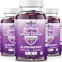 NOU Age Immune System Support Gummies - Sambucus Negru Gumiile de Elderberry cu vitamina C și zinc (Immune Support 180 Gummies)
