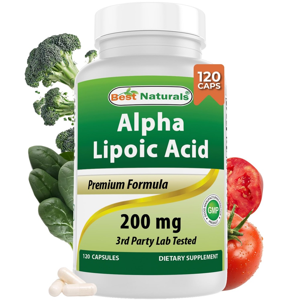 Cele mai bune Naturale Alfa Acid lipoic 200 Mg 120 capsule