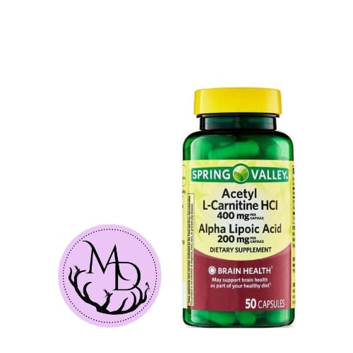 Acetil L-Carnitină HCI 400 mg + Acid lipoic alfa 200 mg Capsule Spring Valley, 50 Conte + Autocolant Dri Store